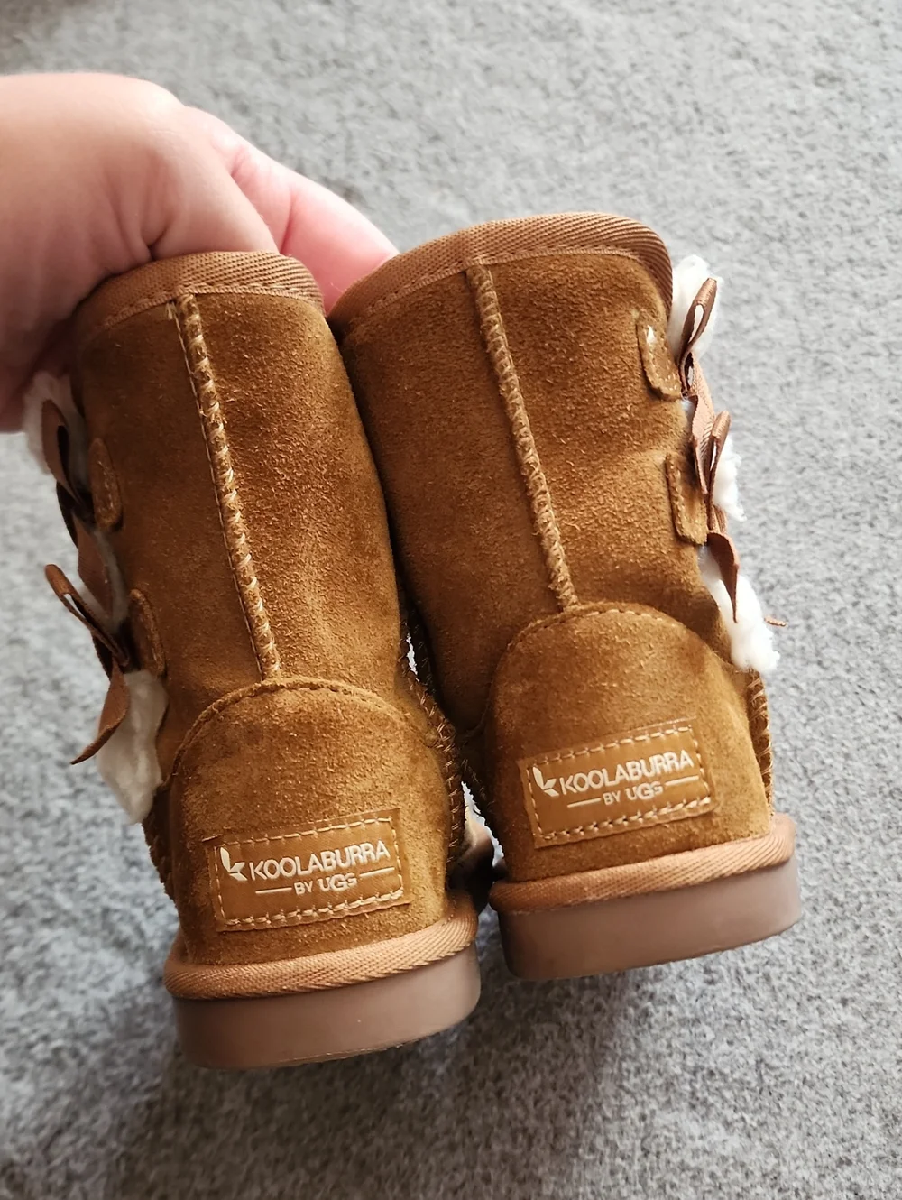 Koolaburra Chestnut Suede Faux-Shearling Kids Boots
